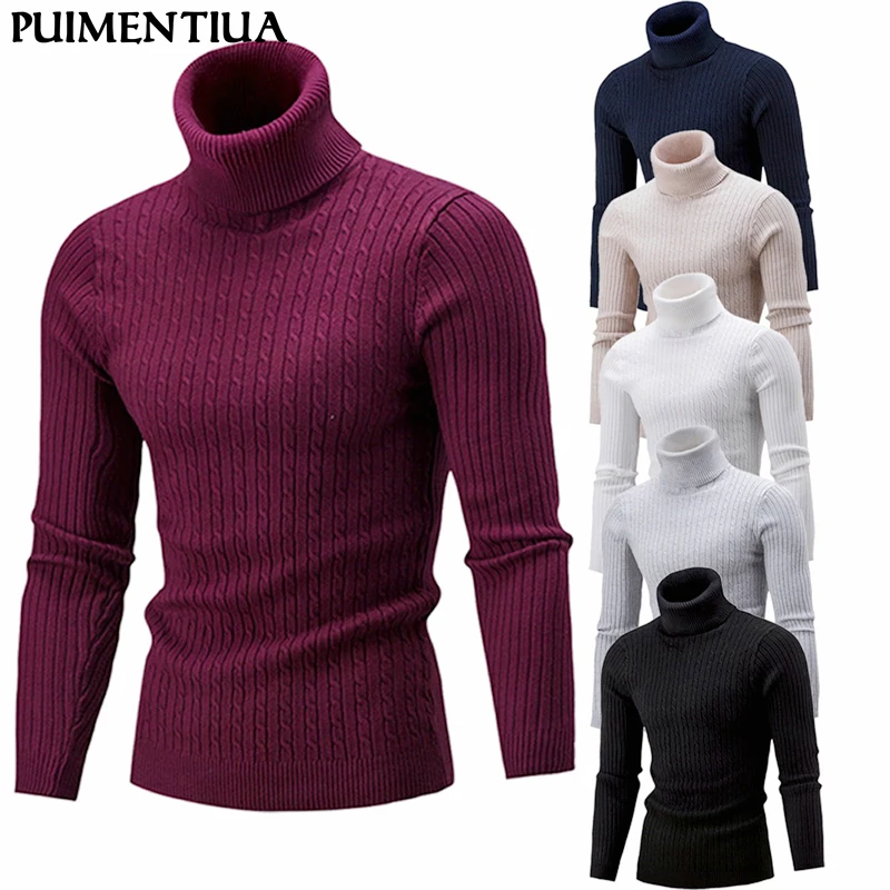 Мужской свитер Pui tiua 2019 с высоким воротником мужской однотонный простой