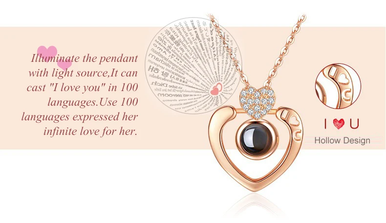 100 language I LOVE YOU pendant necklace 9