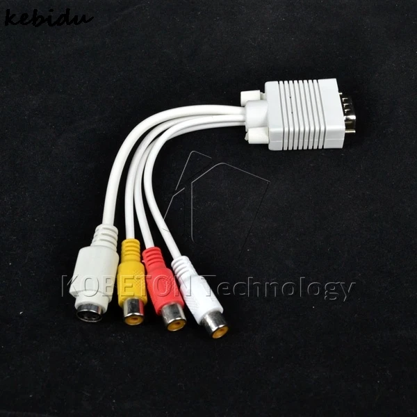 

kebidu VGA to S-Video 3 RCA Converter Adapter 15Pin VGA to 4Pin SVideo 2 A/V Cable Standard Male to Female Connector