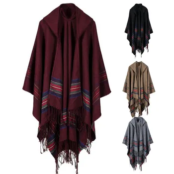 

Women Winter Knitted Cashmere Poncho Capes Shawl Sweater Coat Feminina Casaco Feminino Sueter Mujer Sauteur QB2