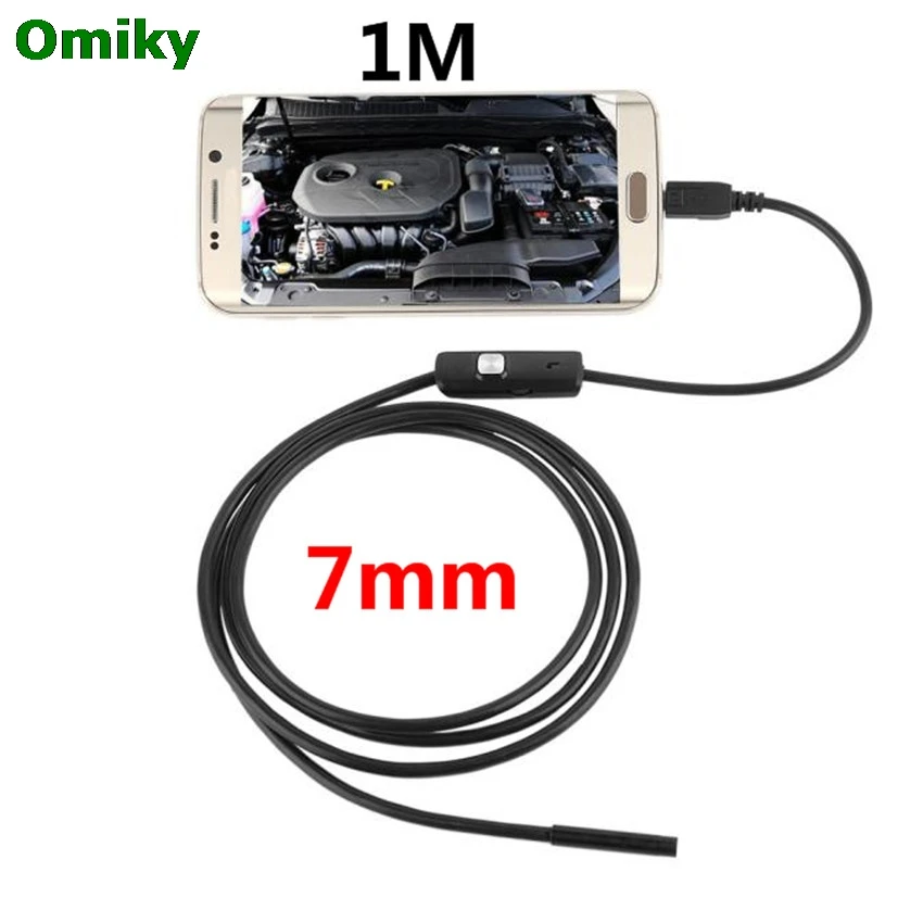 6 светодиодный 7 мм объектив эндоскоп водонепроницаемый осмотр бороскоп трубка камера 1 м для Android змея Инспекционная камера N1212