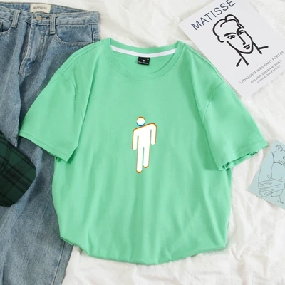 Billie Eilish индивидуальные печатные футболки для женщин DIY фото логотип топы Футболка Homme Повседневная Harajuku унисекс уличная мужская одежда - Цвет: green