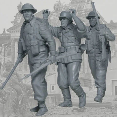 

1/35 World War Ii British Soldiers Resin Characters Soldier Model 3pcs Man