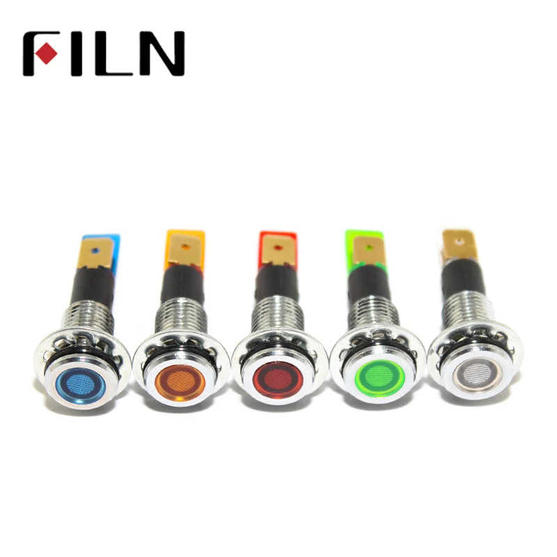 FILN FL1M-12FJ-1 Мини Металл красный желтый зеленый 6В 48В 110В 220В 12В Пилотная лампа с