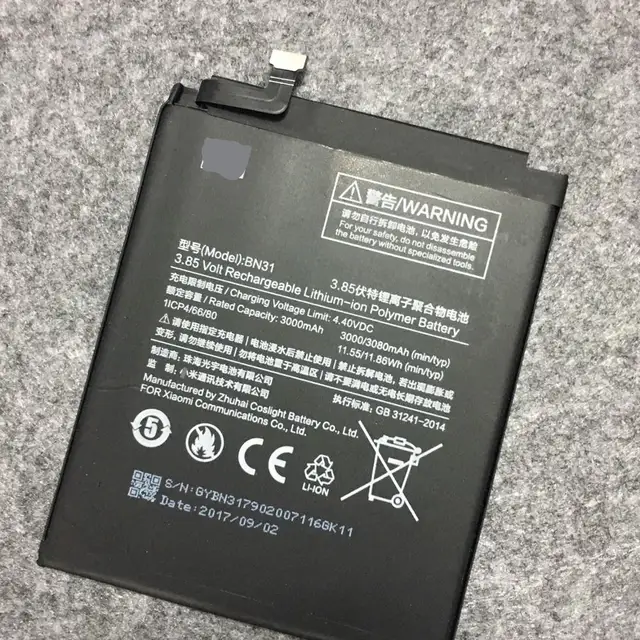 For Xiaomi BN31 3000/3080mAh Battery For Xiaomi Mi 5X Mi5X