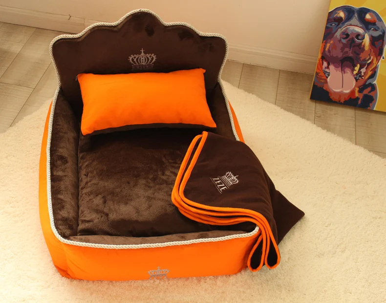 Luxury Noble Princess Dog Bed With Pillow Blanket Washable Pet Bed Cat Bed Mat Sofa Dog House Nest Sleep Cushion Kennel