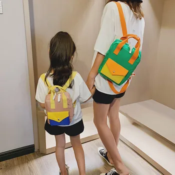 

Parent-Child Backpack Hit Color Small Backpack Boy and Girl Backpack School Bag Multi-Function Bagpack Mochila Feminina bag
