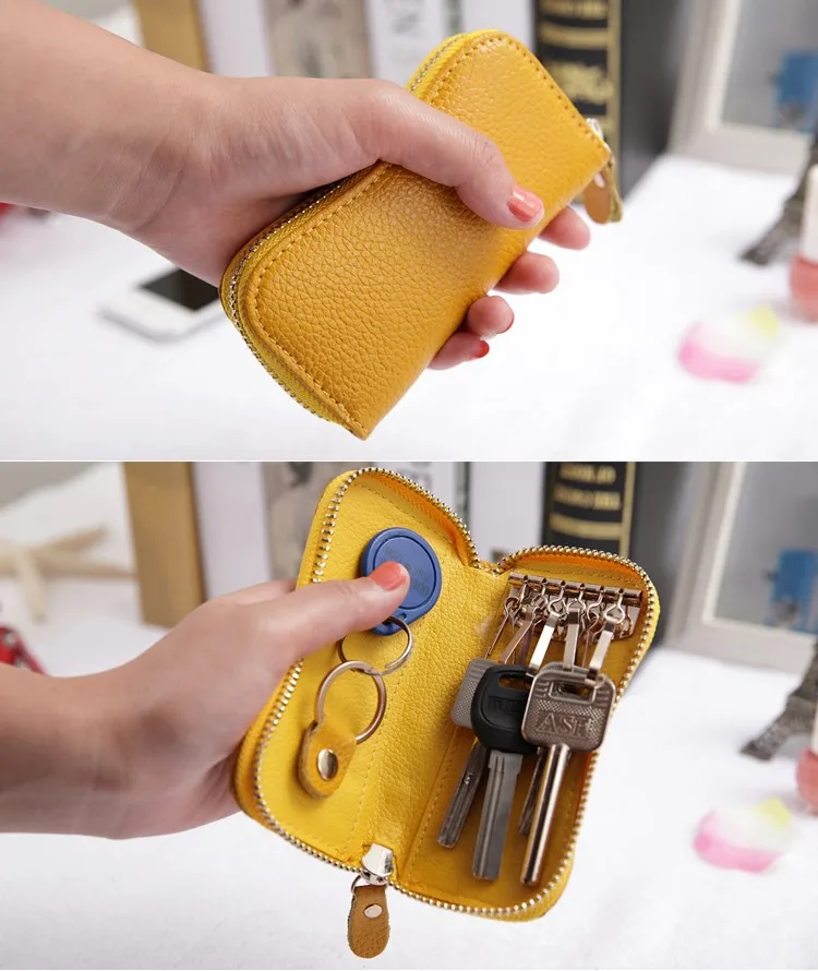 Пояса из натуральной кожи Key Holder Case унисекс Ключницы мешок сплошной портмоне красный брелок организатор автомобиля кольцо кожа ключ чехол