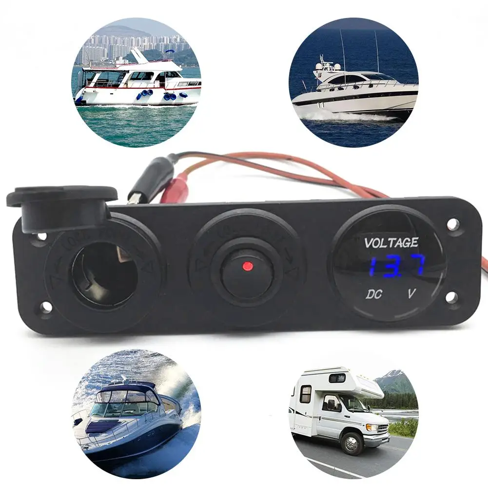 

12-24v Car Charger One For Two Cars Multi-Function Usb Charger Socket Voltmeter For Ship Yacht Car Cigarette Lighter