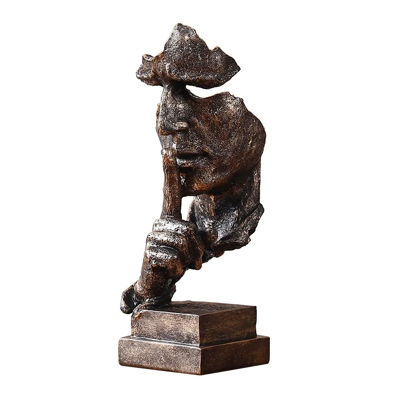 

Silence is gold Decoration creative abstract resin figure sculpture office desktop decoration American character avatar art
