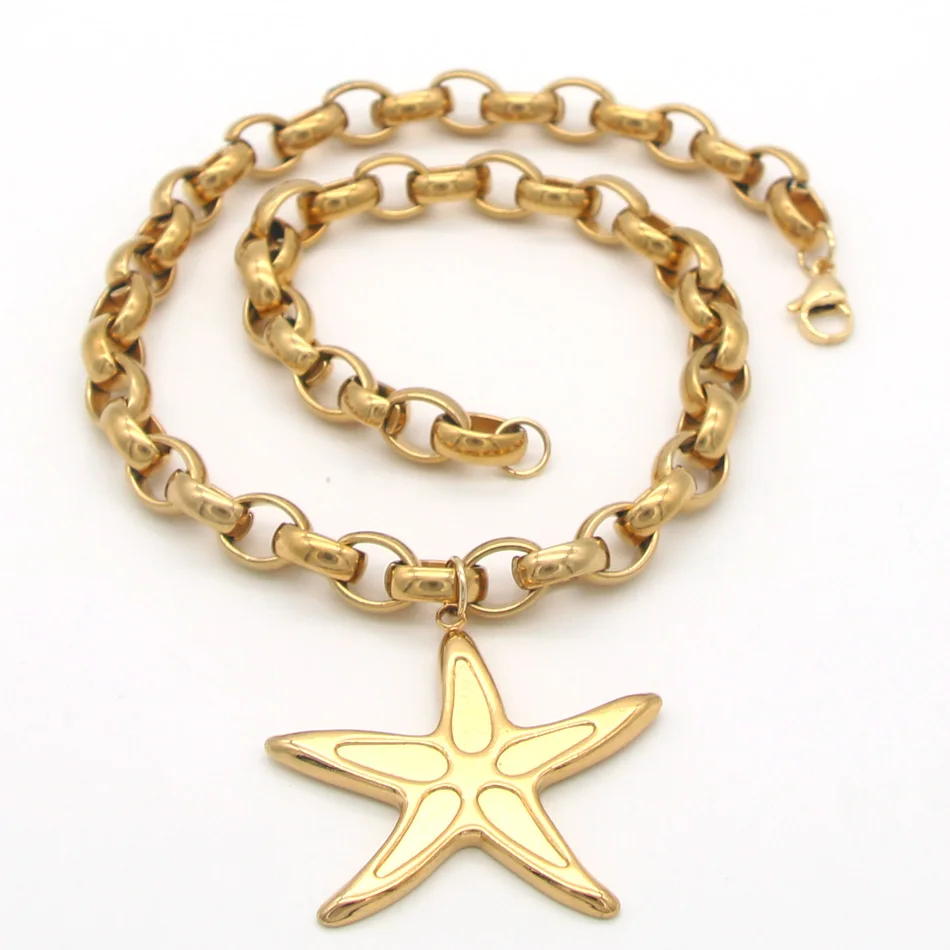 Новейший ювелирный набор из нержавеющей стали ожерелье с подвеской Морская звезда и браслет и морская звезда серьги для женщин модные ювелирные изделия