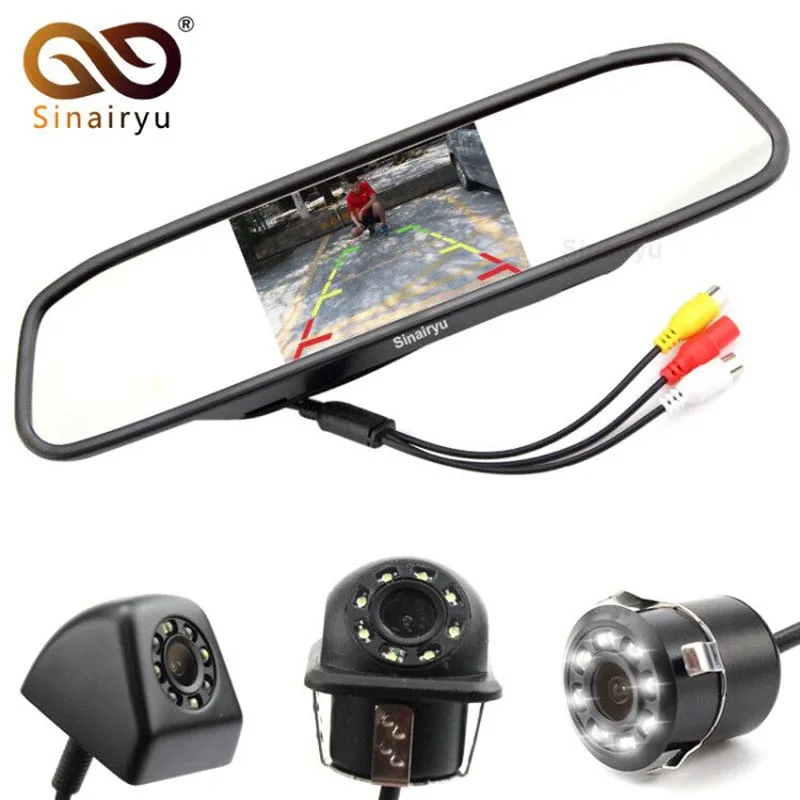 

Car HD Video Auto Parking Monitor, LED Night Vision Reversing CCD Car Rear View Camera With 4.3 inch Car Rearview Mirror Monitor