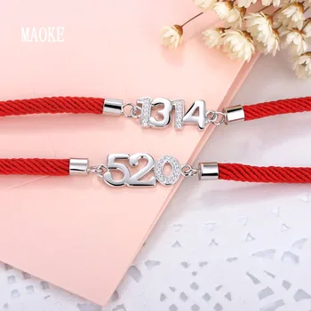 

Promotions S925 Sterling SV 520 1314 Red Rope Lucky Couple Bracelet Fashion Jewelry for Women's Fashion Gifts