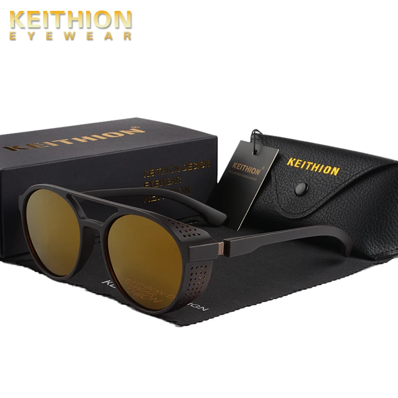 KEITHION ретро круглые поляризованные солнцезащитные очки стимпанк для мужчин и женщин, брендовые дизайнерские очки Oculos De Sol, очки с УФ-защитой