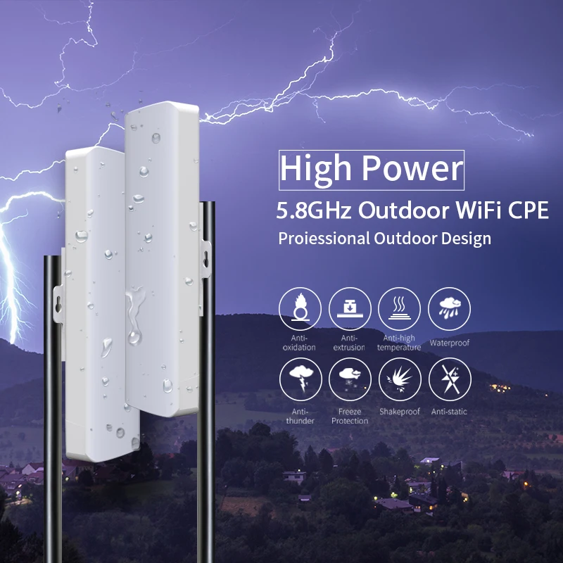 

2pcs High Power 5Ghz Outdoor Wifi Repeater 300Mbps 23 dbm Wireless Wifi Router Bridge Extender CF-E312A 2*14dbi Wi fi Antenna
