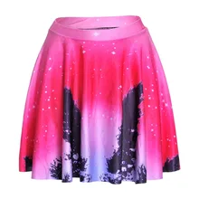 Женская мода Стиль 3D печати Юбки Высокая талия розовый Galaxy& tree юбки комплект пуловер+ кожаная юбка плюс размер