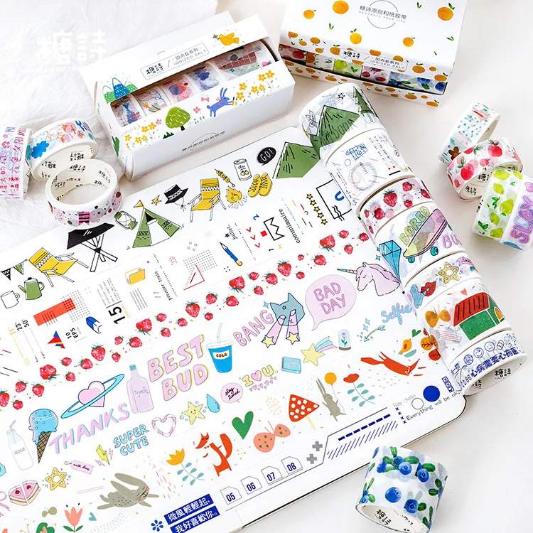 

5pcs/lot Mohamm Washi Tape Set Paper Add Salt Series Stationery Scrapbooking Masking Tape Flower Decoration School Supplies