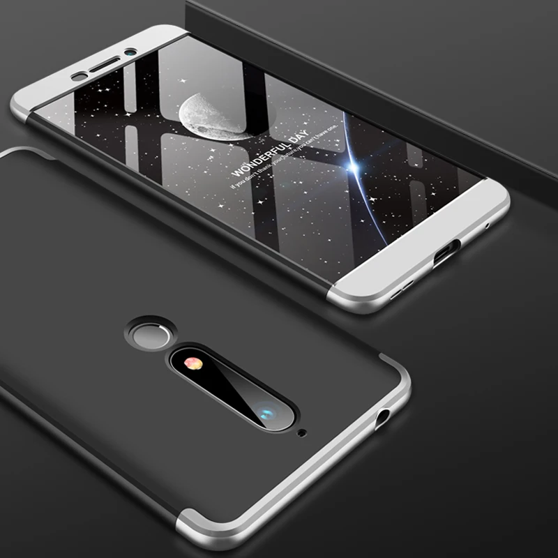 

Full Protection Case for Nokia 6 2018 Case Luxury Hard PC 3 In 1 Back Cover for Nokia 6.1 TA-1068 TA-1050 TA-1043 Armor Coque