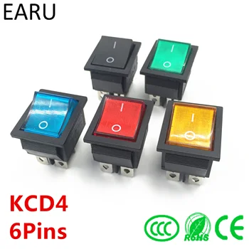 

Latching Rocker Switch Power Switch I/O 6 Pins With Light 16A 250VAC 20A 125VAC KCD4 Green Red Yellow Blue Black Boat DPST