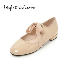 Marque Même Conception Femmes Doux Boucle Ceinture Papillon Arc Plat chaussures Femme Laçage Ballet Chaussures Pour Femmes Noir Rouge Abricot appartements