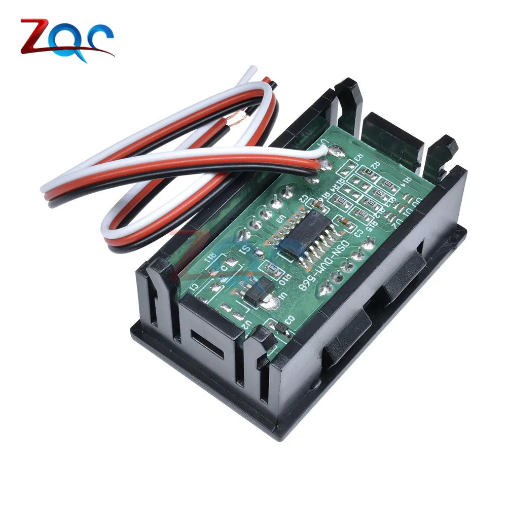 Светодиодный мини-цифровой вольтметр постоянного тока 0-100 в, измерительный прибор, напряжение в, панель, красный/синий/зеленый 12 в 24 в 48 В для автомобиля и т. Д