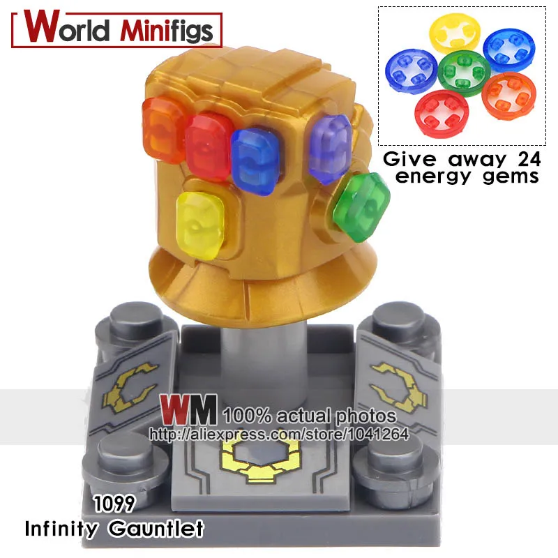 

Single Sale Super Heroes Infinity Chrome Gauntlet With 24pcs Power Stones Thanos Gloves Building Blocks Children Gift Toys
