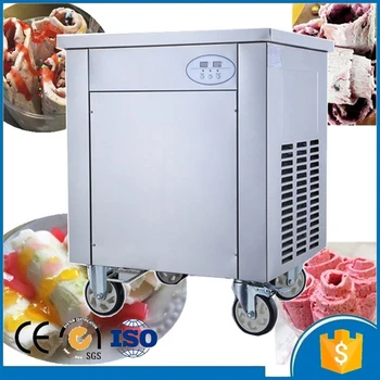 

Round single pan roll fried ice cream machine factory price with 4 universal wheels