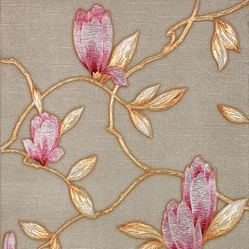 

3D Chinese Retro Rose Flower wallpaper Living room bedroom background wallpaper PVC glitter flowers wall paper Roll 3D Wallpaper