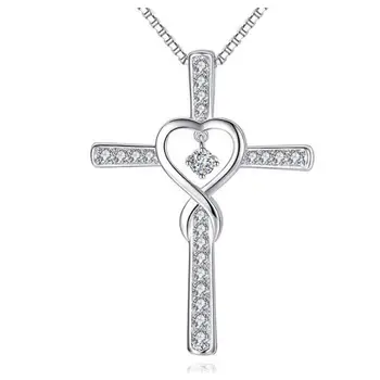 Top Quality Silve 925 Lady Pendant Necklace Jewelry Female Fashion Crystal Cross Necklace For Women Clavicle Accessories Male