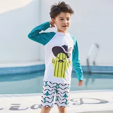 Купальник для малышей, бикини для мальчиков, одежда для детей, детская одежда с длинными рукавами и принтом из лайкры