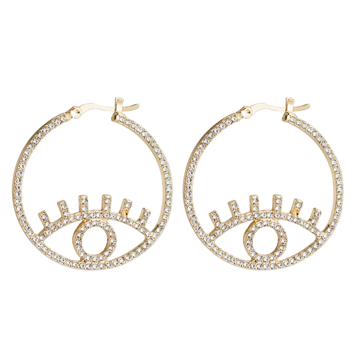 

fashion trendy rhinestone crystal eye big round statement earrings dangle drop earrings Bijoux Jewelry accessories for woman
