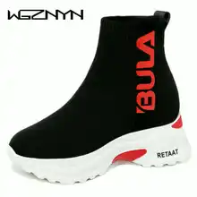 WGZNYN/Новинка года; женские ботинки; ботильоны; зимние растягивающиеся сапоги на танкетке и каблуке; модная женская обувь; Zapatos De Mujer; W06