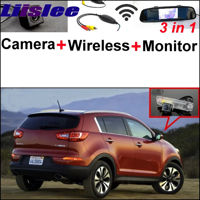Wireless Receiver + 3 in1 Special Rear View Camera + Mirror Monitor Easy DIY Back Up Parking System For KIA Sportage R 2011~2016 (4)