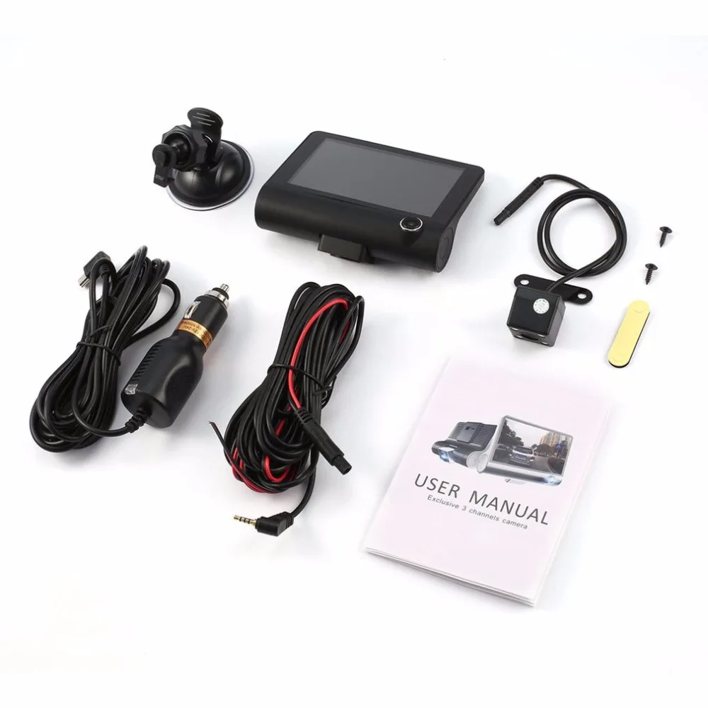 

4 Inch HD 1080P 3 Lens Car DVR Motion Detection & Parking Monitor Dash Cam Vehicle Video Recorder with Rearview Camera