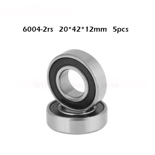 

5pcs/lot 6004RS Motor Grade Deep Groove Ball Rolling Bearings 6004-RS 6004RS 20*42*12mm 20*42*12 High Quality Bearing Steel