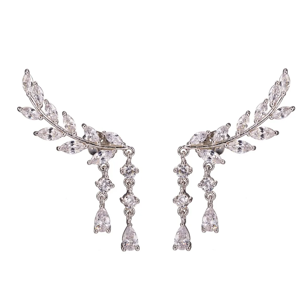 

Women's Angel Wings Earrings Crystal Inlaid Alloy Ear Jewelry Party Earring Gothic Feather Brincos Fashion 2019