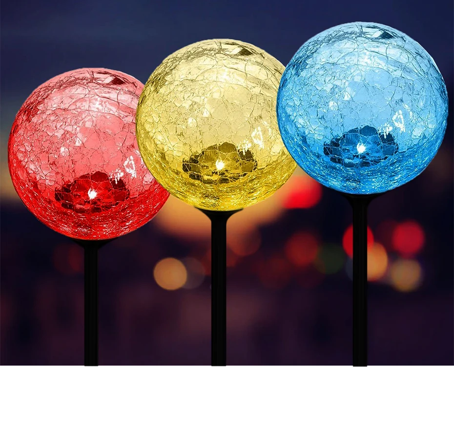 Crepitar de Vidro Solar ao ar Mudança da Cor da Decoração do Aço Luzes do Jardim Luzes Caminho Solar Globo Lâmpada Livre Inoxidável Gramado 17 Cheap Lâmpadas solares