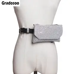 Gradosoo Diamond Fanny Pack для женщин цепи дизайн сумки на плечо для поясная сумка женская сумка формы «банан» Лето груди LBF510