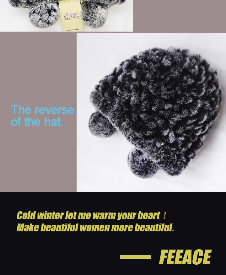 Skullies. Теплая женская новая шапка для волос, шапка с ушками, модная, с цветами, зимняя меховая шапка, модная шапка для холодной погоды, зимняя шапка FPC-010