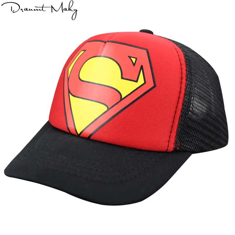 

2018 New Kids Baseball Caps Fashion Superman Mesh cap Children Snapback Caps Gorras Planas Boys Hip Hop Hat Mesh Summer Hats