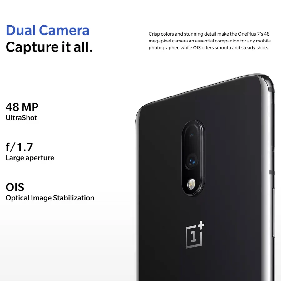 OnePlus 7 Android9.0 мобильный телефон 12 Гб 256 ГБ Восьмиядерный процессор Snapdragon855 6,41 дюймов 2340x1080p 19,5: 9 полноэкранный 3700 мАч NFC 48MP+ 16MP