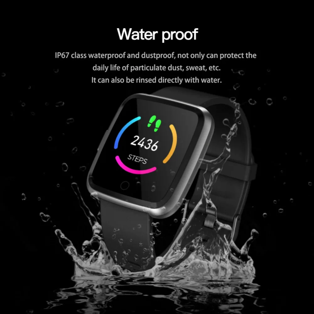 KOBWA Smartwatch Y7 сердечного ритма крови Давление монитор BT4.0 Водонепроницаемый Смарт