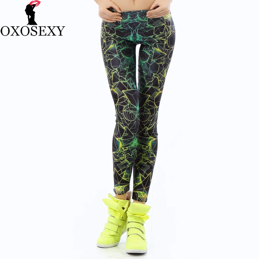 Buy Fashion cool Women leggings 3D Printed color legins Ray fluorescence