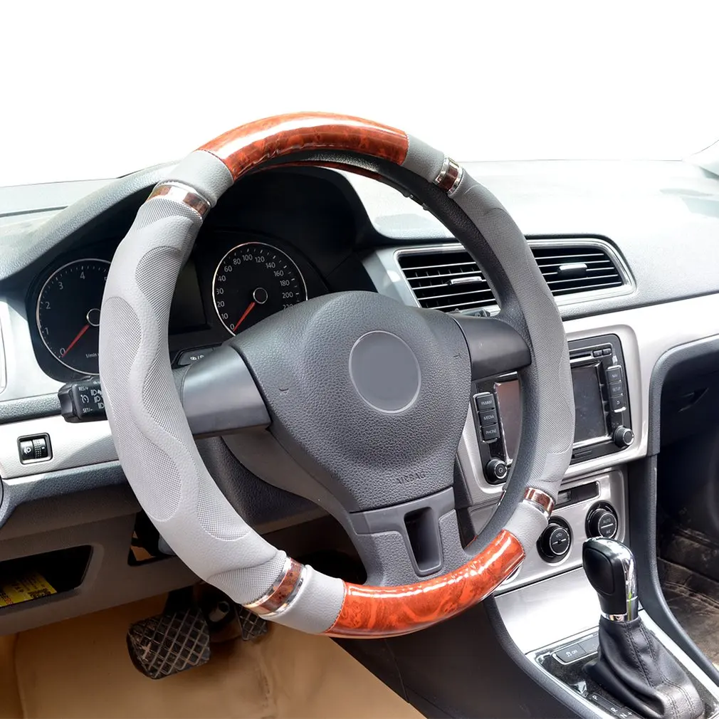 38 см Универсальный Авто Кожаный руль покрытие для интерьера автомобильные чехлы нескользящий держатель протектор