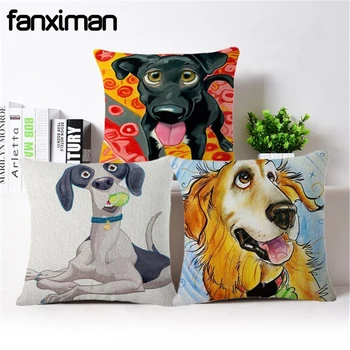 

Fanximan Cartoon Dachshund Dog Golden Retriever Print Cushion Cover For Sofa Chairs Home Decorative Throw Pillow Cases