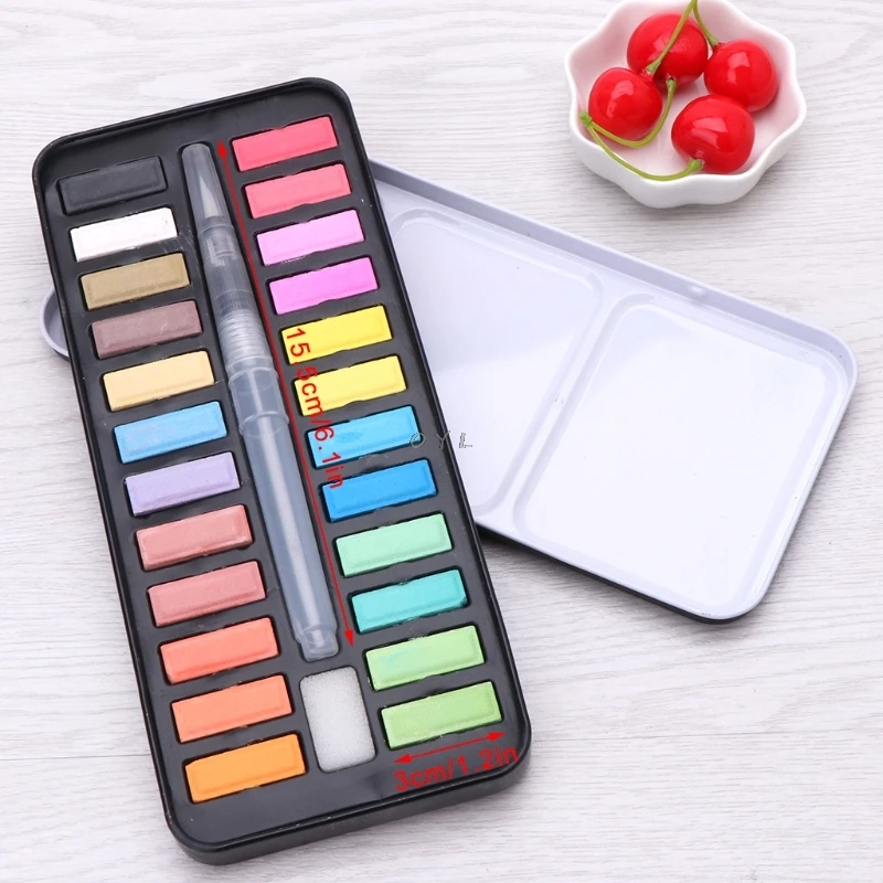 12/18/24 colors Solid Watercolor Paint Set Portable Drawing Brush acrylic Art Painting Supplies