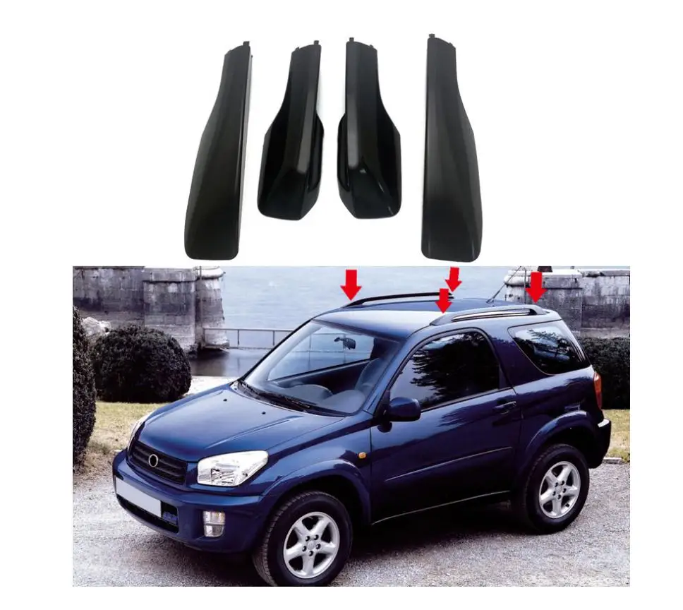 

Black Car Styling Roof Rack Cover Bar Rail End Replacement Shell Accessories 4pcs for Toyota RAV4 XA20 2001 2002 2003 2004 2005