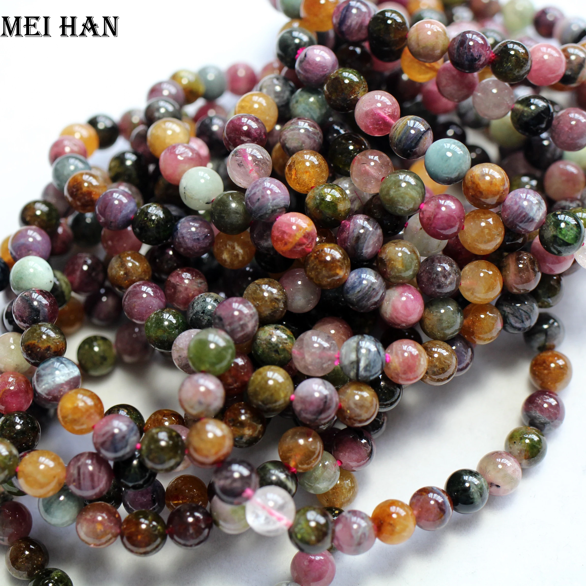 

Meihan Free shipping (46beads/set/38g) natural tourmaline 8+-0.2mm round loose beads for jewelry making design