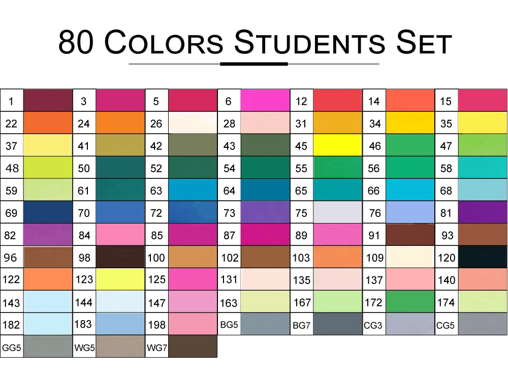 Маркер TouchFIVE 30/40/60/80/168 цветов маркеры для рисования набор двойной головкой художественный эскиз жирной ручка манга ручка Набор для рисования - Цвет: 80Color Student Set