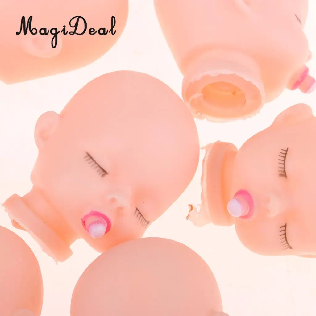 10pcs Vinyl Sleeping Baby Doll Head with Pacifierfor Licca Doll DIY Keychain